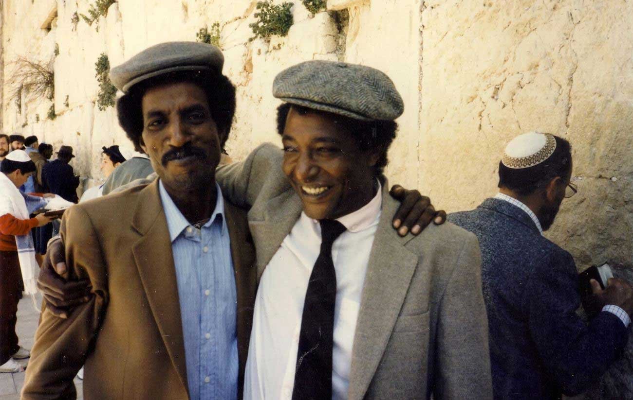 Ferede Aklum (left) and Ethiopian Jewish leader Baruch Tegegne in Jerusalem