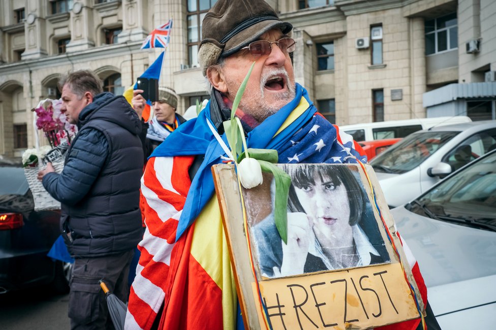 A supporter of Laura Codruta Kovesi, the former chief of Romania's National Anticorruption Directorate (DNA), 15 February 2019