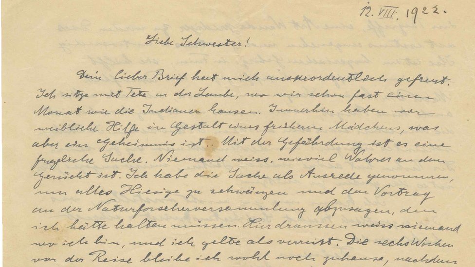 Carta manuscrita de Albert Einstein.