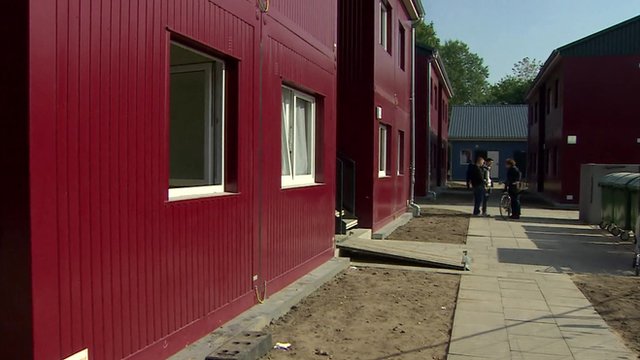 Shipping containers turned into temporary accommodation