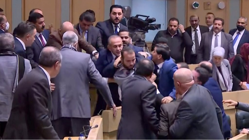 Jordan MPs fighting in parliament session live-streamed on local television