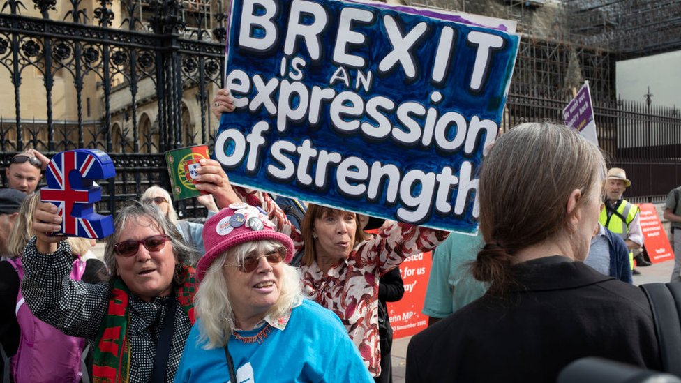 Protesto em favor do Brexit em Londres, em 2019