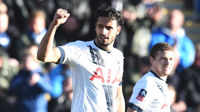 Nacer Chadli celebrates for Tottenham