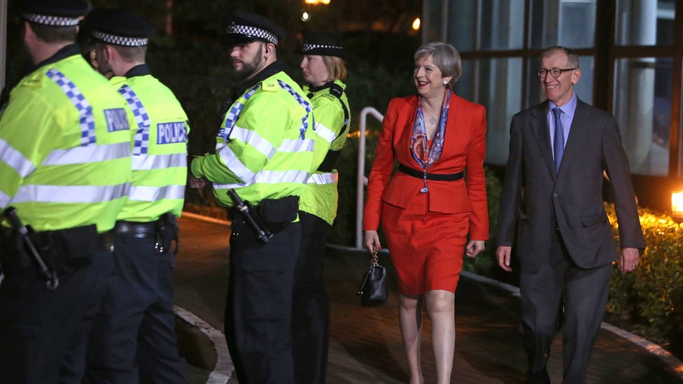 Police protecting Theresa May and her husband Philip