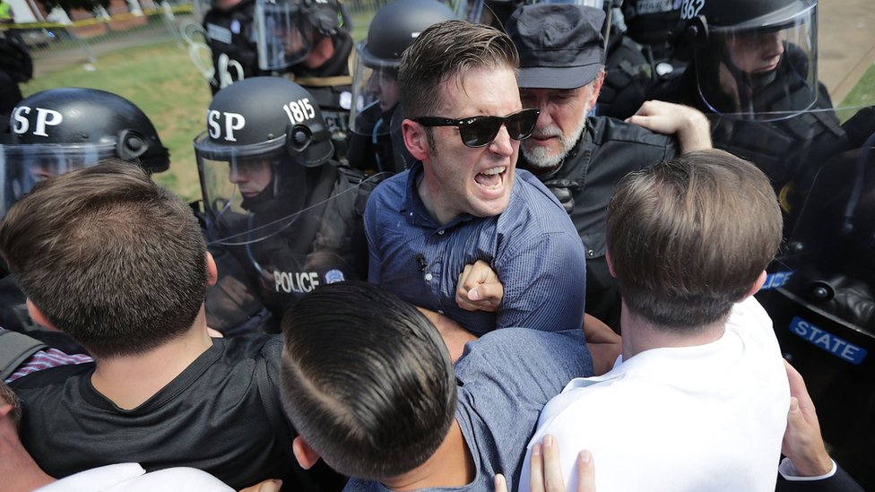 Richard Spencer, líder del movimiento supremacista blanco, trató de dar una conferencia en Florida este jueves. El supremacista blanco Richard Spencer