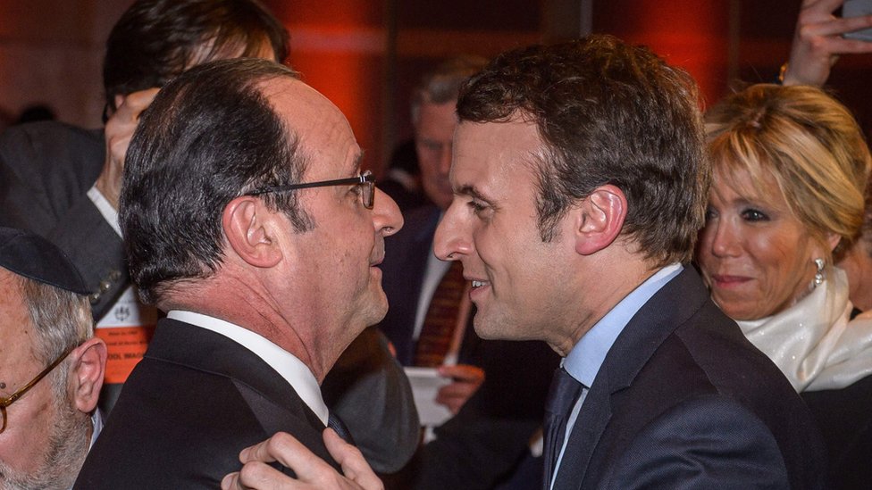 Франсуа Олланд и Эммануэль Макрон - 22 февраля