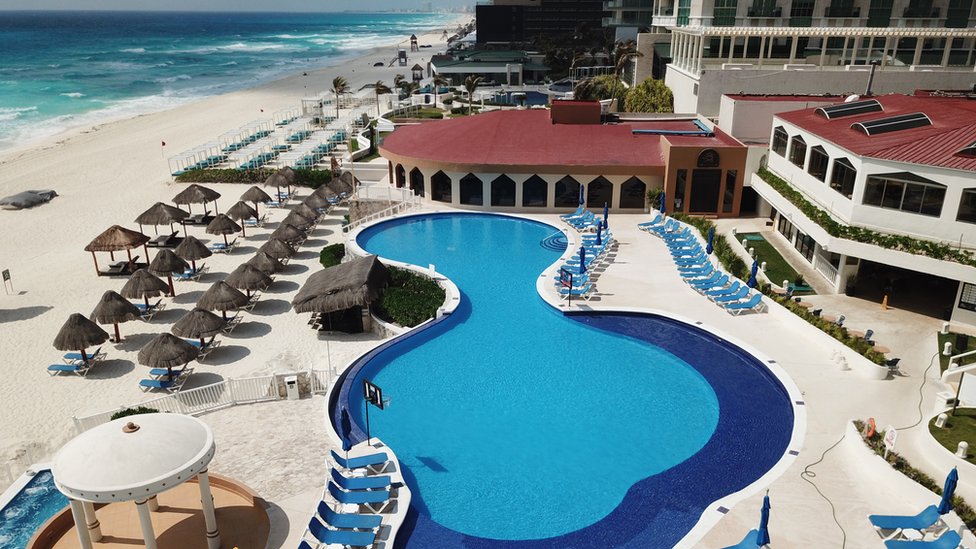 Resort vacío en Cancún, México.