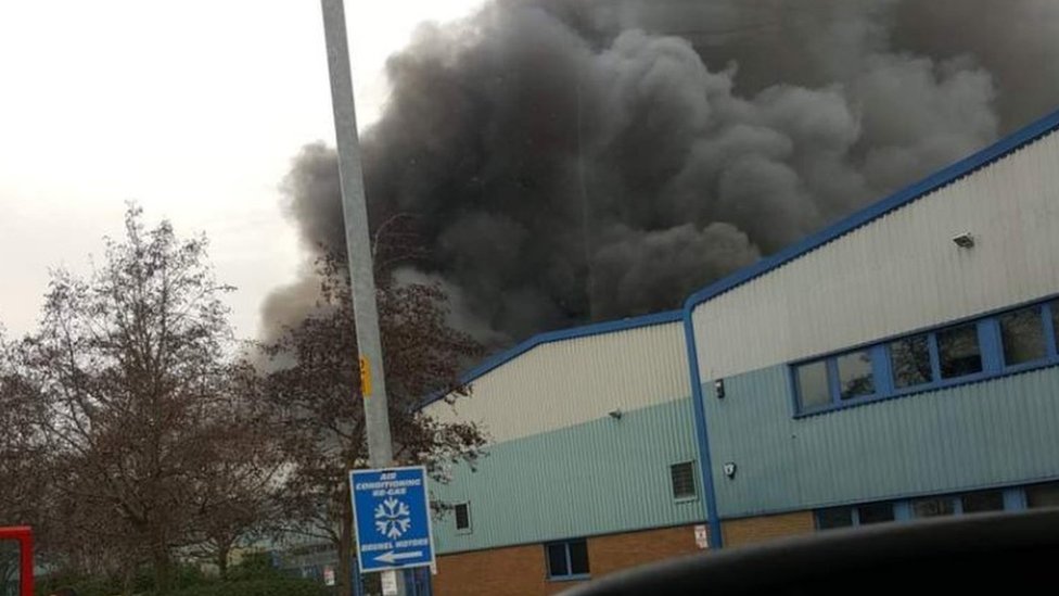 Massive blaze at cleaning products firm Multy UK in Corby - BBC News