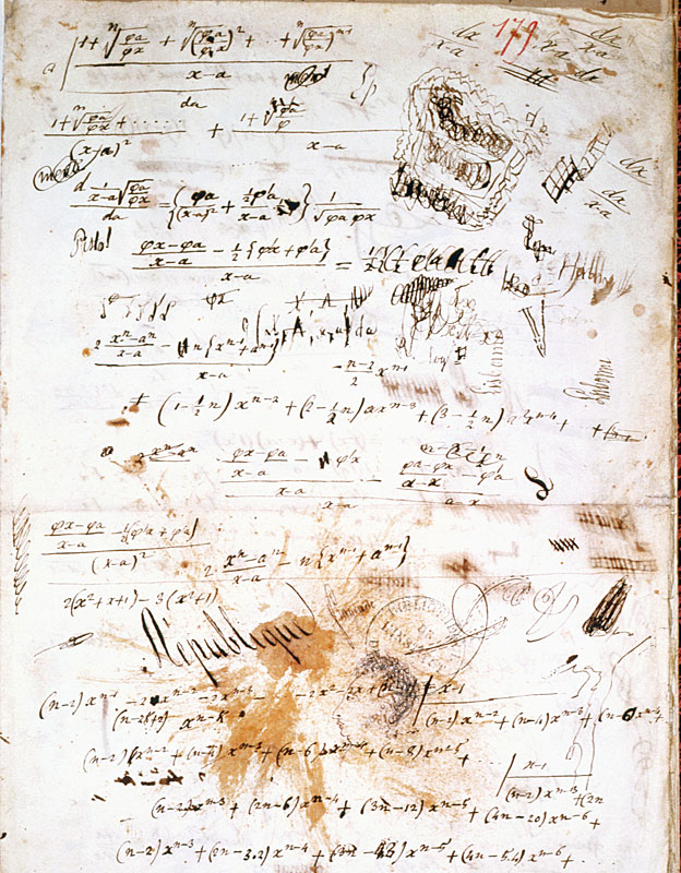 Parte de un manuscrito escrito por Evariste Galois (1811-1832).