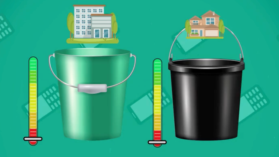 Ilustración de dos baldes o cubetas vacíos