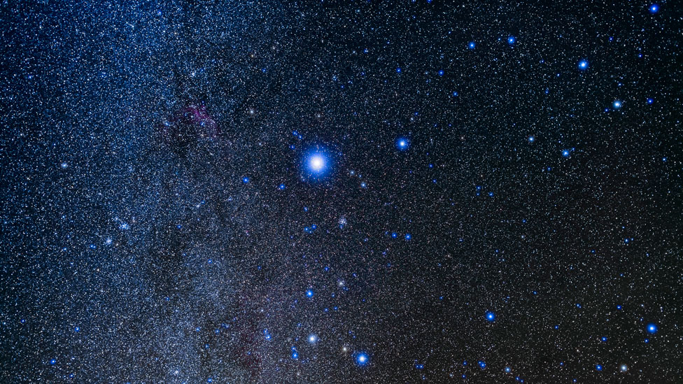 Imagen del cielo estrellado, con Sirius (la más brillante)