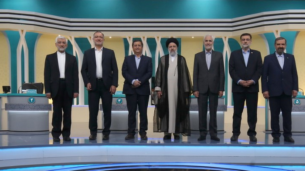 Iran's presidential election candidates before a TV debate