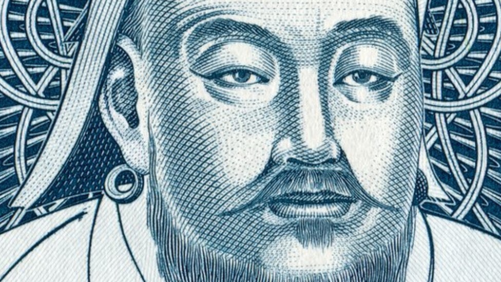 El deseo de Gengis Kan -quien no sólo conquistó el mundo, sino que lo civilizó- era que sus restos no fueran hallados. Gengis Khan, como aparece en un billete mongolés