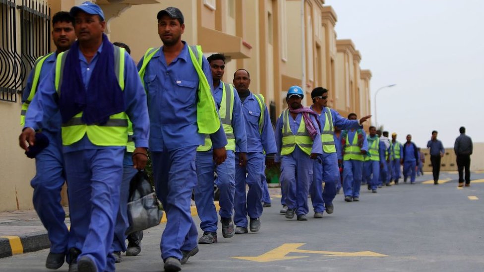 Trabajadores extranjeros en Qatar.