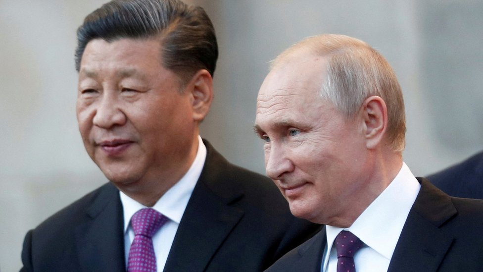 2019 photo of Xi Jinping and Vladimir Putin in Moscow