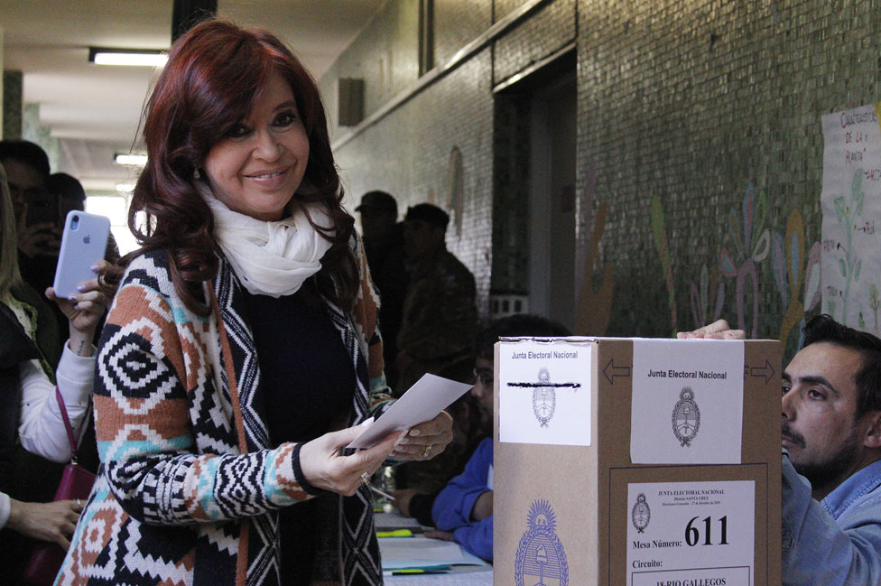 Cristina Fernández de Kirchner votando el 27 de octubre de 2019