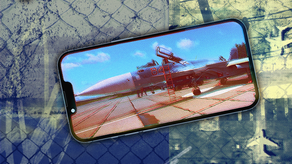 Crtež koji pokazuje ruski avion na ekranu telefona