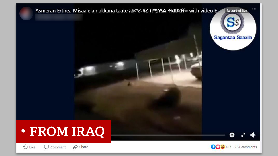 Screen grab of video labelled "from Iraq"