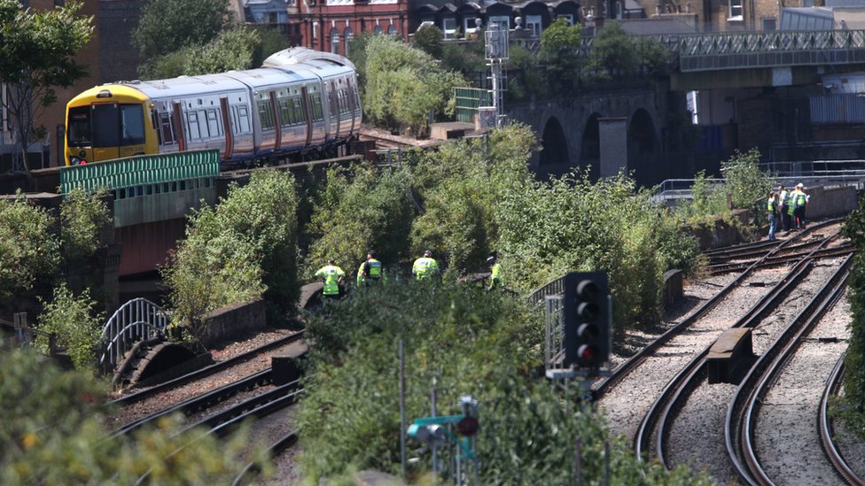 Железнодорожный путь возле железнодорожной станции Loughborough Junction