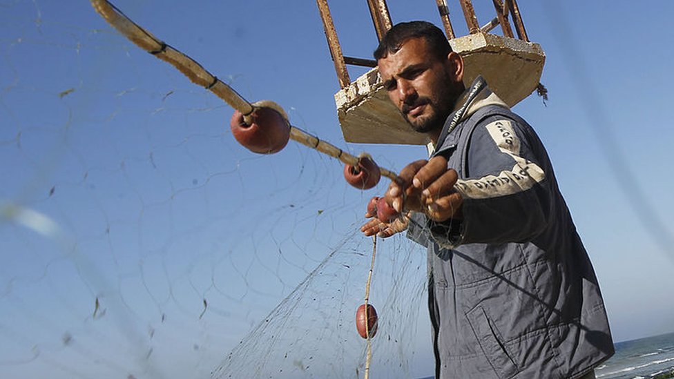 El pescador palestino Jawdat Ghrab, febrero 201y