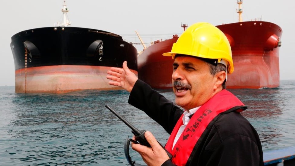 Iranian oil tankers seen in a harbour