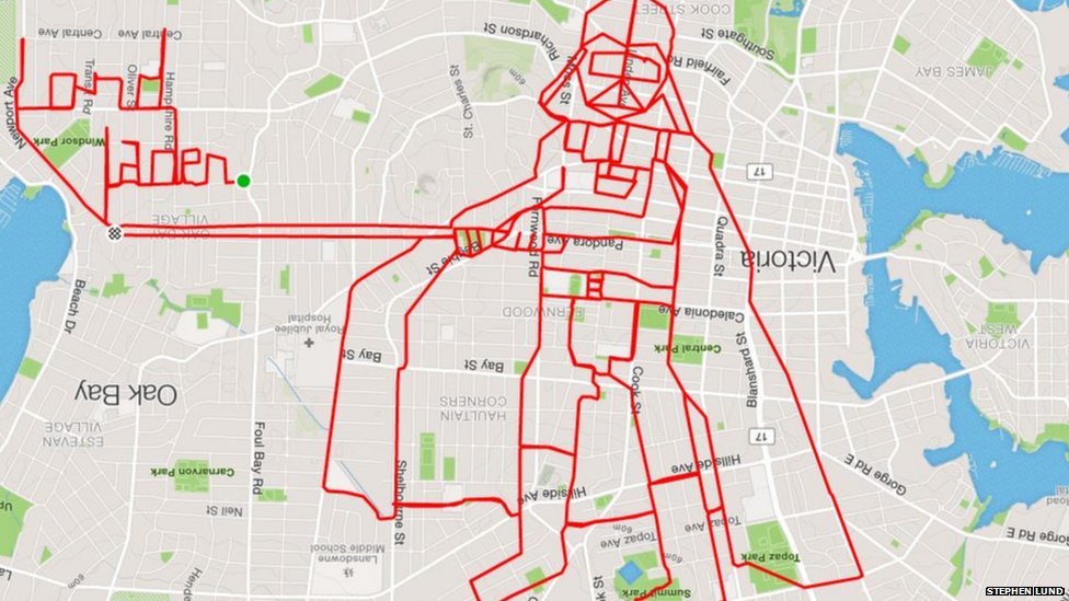 Рисунок Дарта Вейдера с помощью GPS