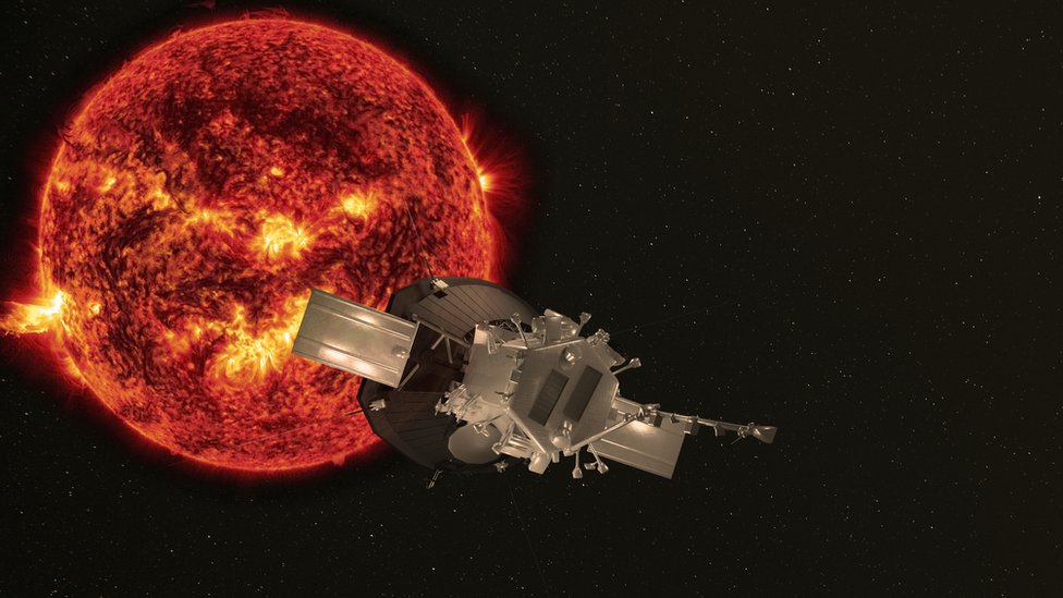 Ilustración de la sonda Parker acercándose al Sol