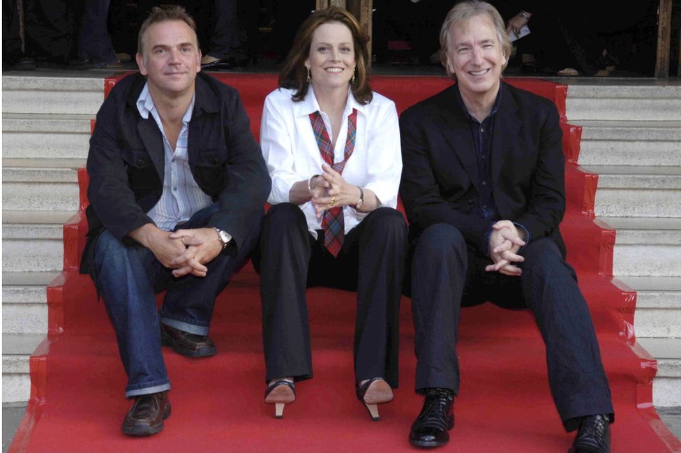 Марк Эванс, Сигурни Уивер и Алан Рикман во время Эдинбургского международного кинофестиваля