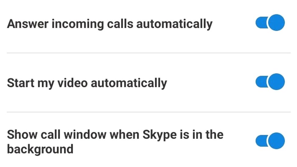 Скриншот настроек Skype на телефоне