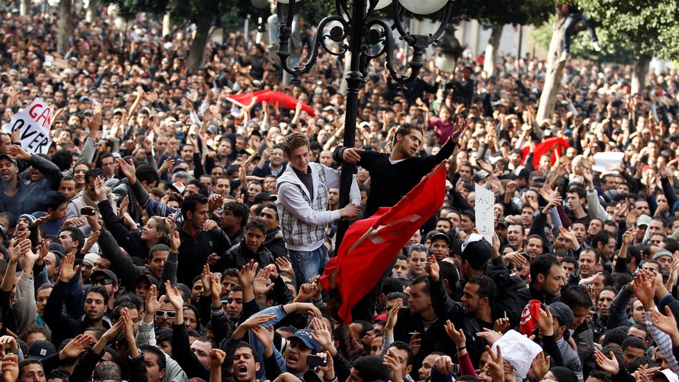 متظاهرون ضد نظام بن علي في تونس عام 2011 -أرشيف