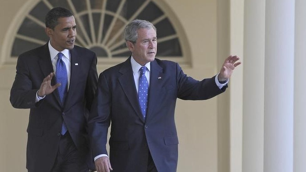 باراك أوباما وجورج بوش