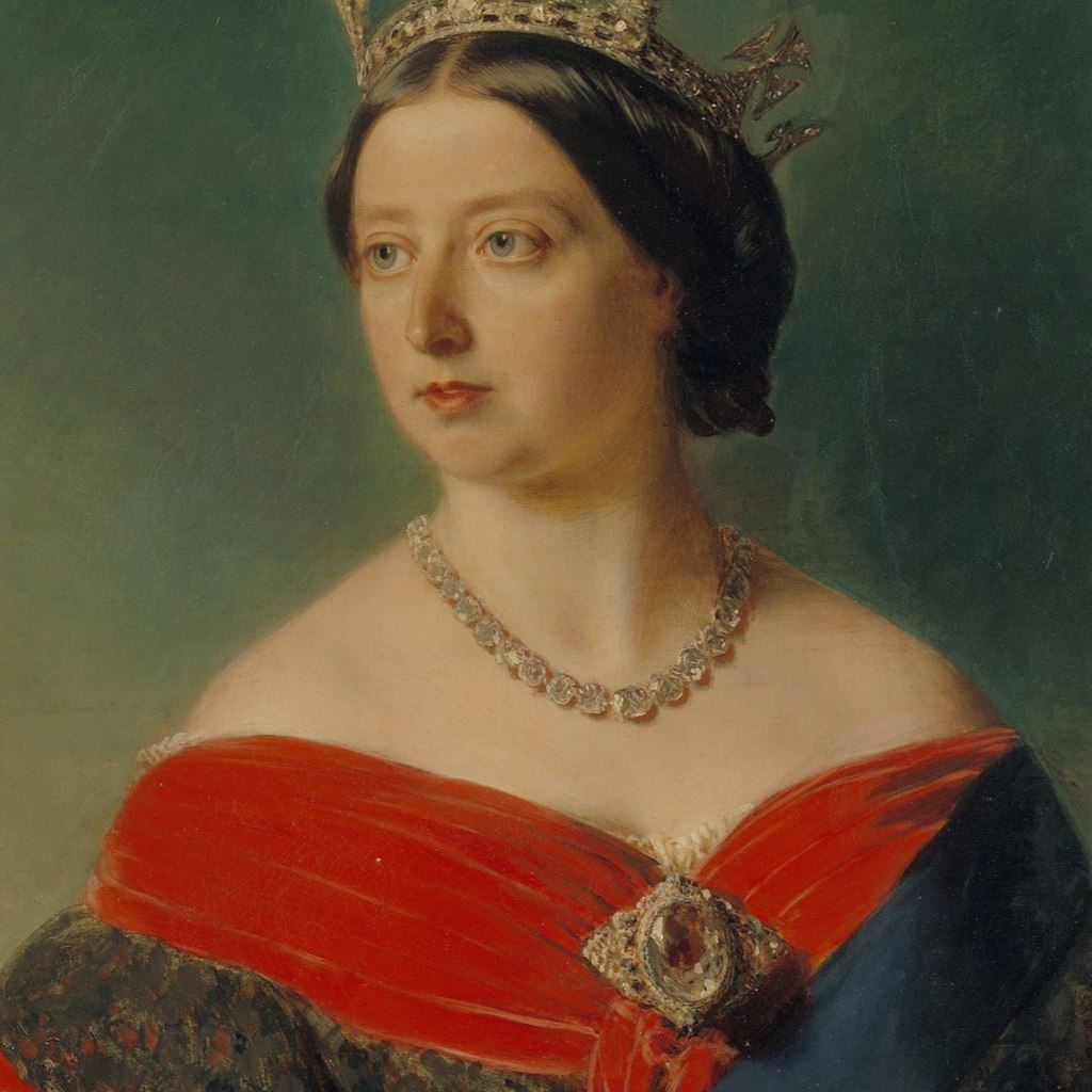 La reina Victoria con el Koh-i-Noor como broche, pintada por Franz Xaver Winterhalter.