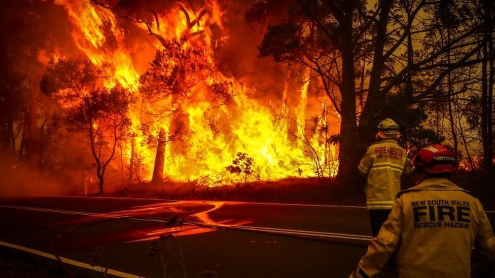 Два пожарных приближаются к пожару в Новом Южном Уэльсе