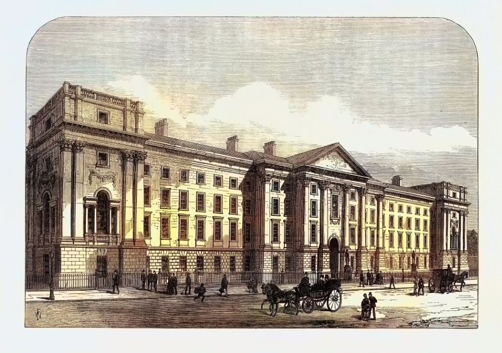 Ilustración del histórico Trinity College en Dublín