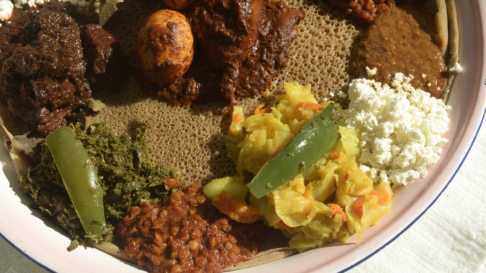 Traditional Ethiopian meal