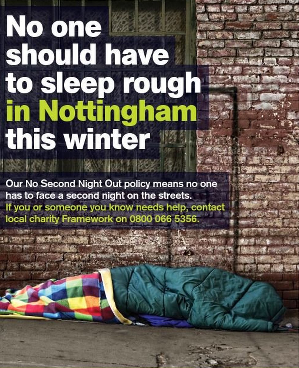 Плакат городского совета Ноттингема о бездомности