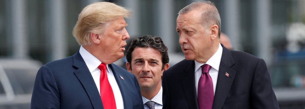 President Trump dan Erdogan pada KTT NATO di Brussels bulan lalu.