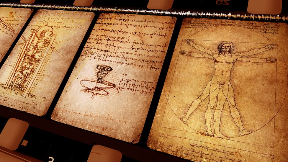 Dibujos de inventos de Leonardo Da Vinci.