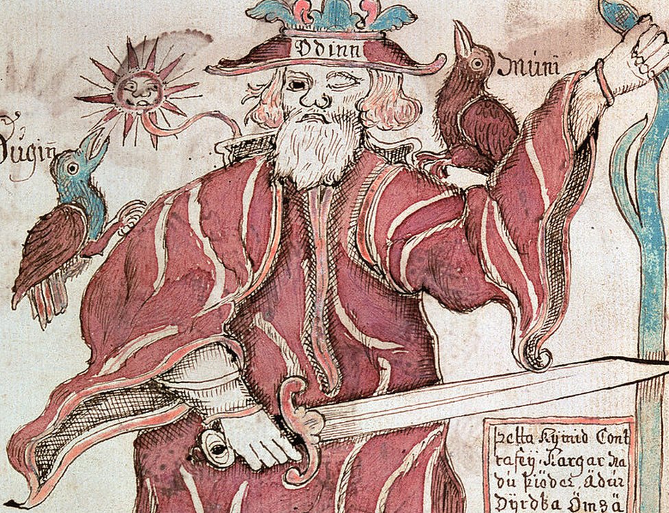 A painting of Odin that is in the Library of Denmark.