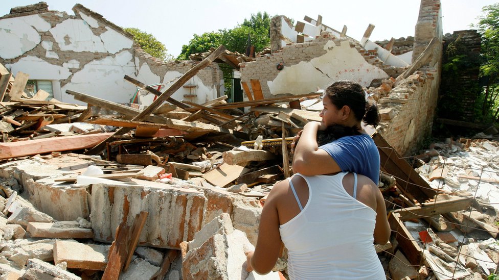 Unas 10 personas murieron y 600 casas cayeron en Unión Hidalgo, 20 kilómetros al sur de Juchitán. Casa destruida en Unión Hidalgo.