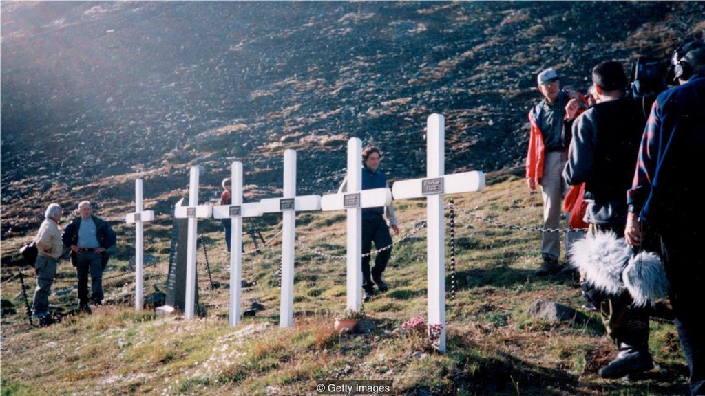 大流感甚至在一些最偏遠的地區肆虐——這些十字架紀念碑是紀念客死於挪威一個偏遠定居地的礦工。
