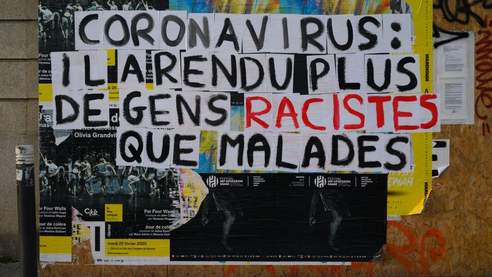 Poster denouncing "racist" stigmatization suffered by Asian people in France since the start of the Coranovirus epidemic in China