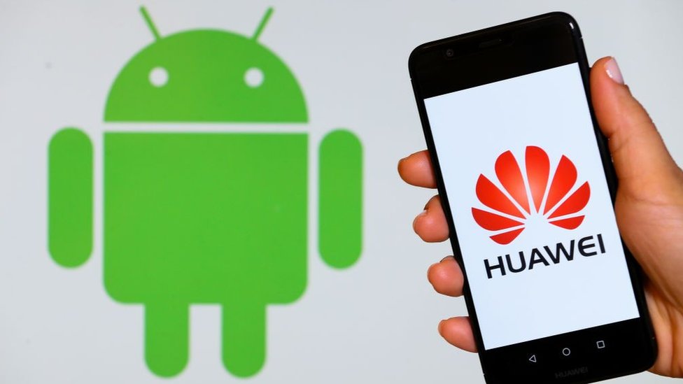 Logo de Android y celular Huawei