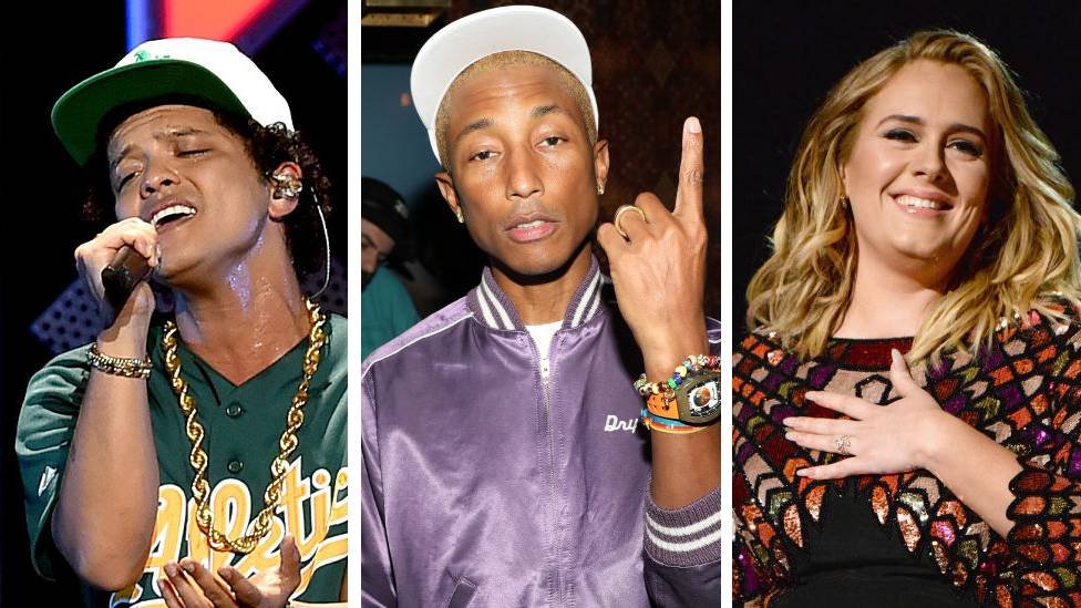Bruno Mars, Pharrell Williams and Adele