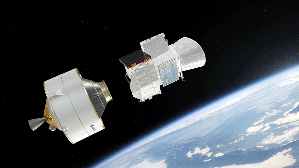Módulo de transferencia y orbitadores o satélites de la misión