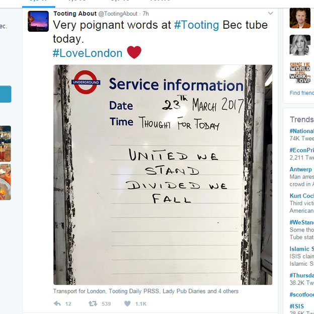 Cartel en la estación de metro de Tooting Bec publicado por @TootingAbout Cartel en la estación de metro de Tooting Bec publicado por @TootingAbout