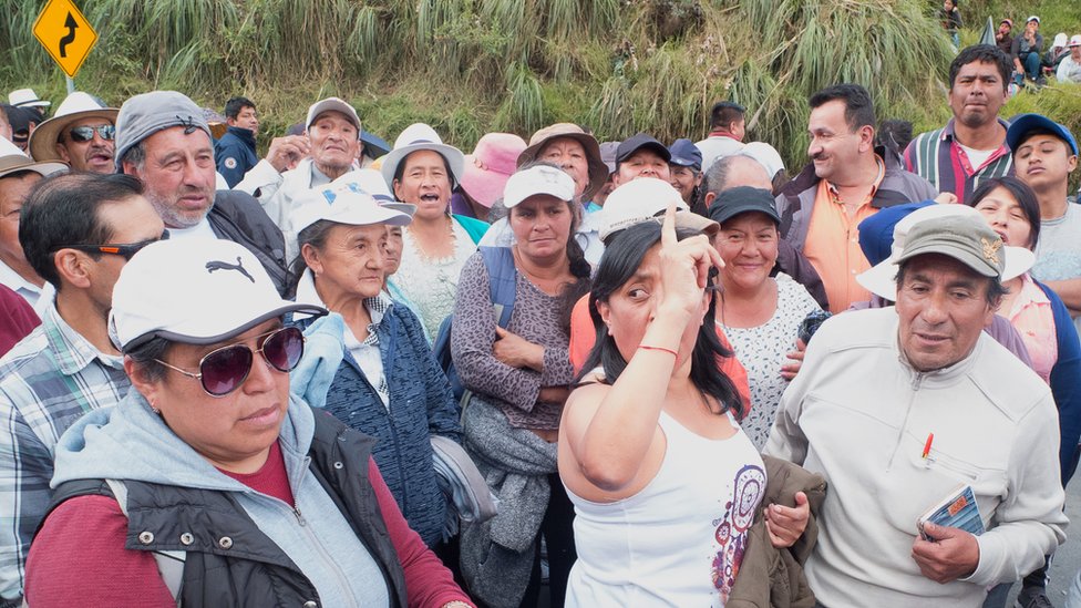 Campesinos en protesta en Ecuador