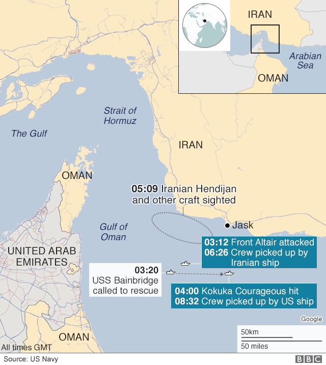 Карта инцидентов с атаками танкеров
