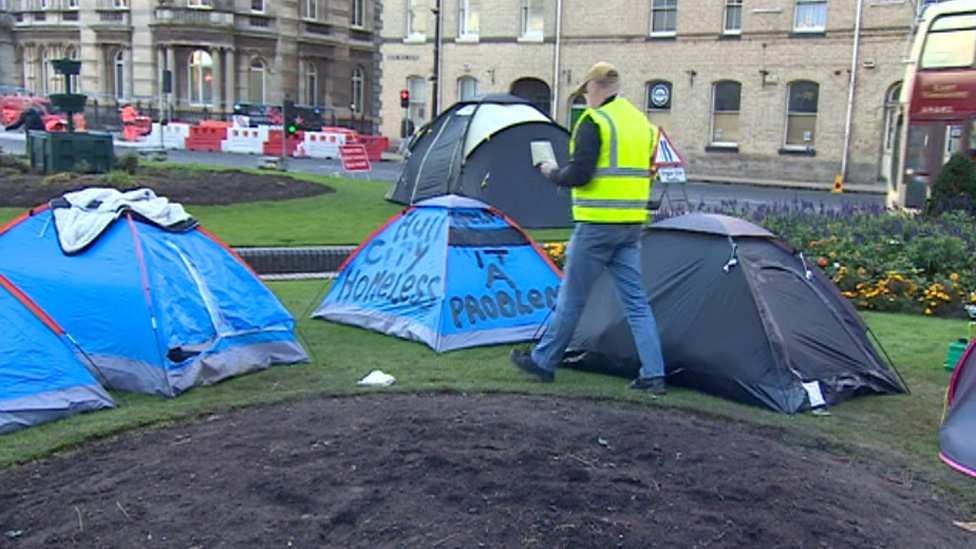 Legal Action Remove Hull Tent City Homeless Protesters Bbc News