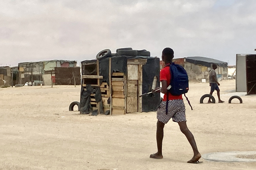 El campamento de ocupantes ilegales en Swakopund